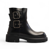 Europeon Union Women Black Leather Half Boot #3340